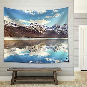 Picturesque Rocky Peaks of The Glacier National Park, Montana, USA - Fabric Wall Tapestry Home Decor - 51x60 inches