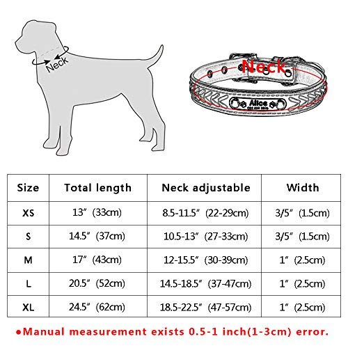 Assyrian Custom Leather Dog Collar Personalized Engraved Puppy Cat Dog Tag Collar With Nameplate For Small Medium Large Dogs (Size S)