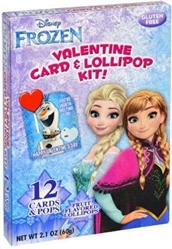 Disney Frozen Valentine Card & Lollipop Exchange Kit ~ 12 Cards and Pops