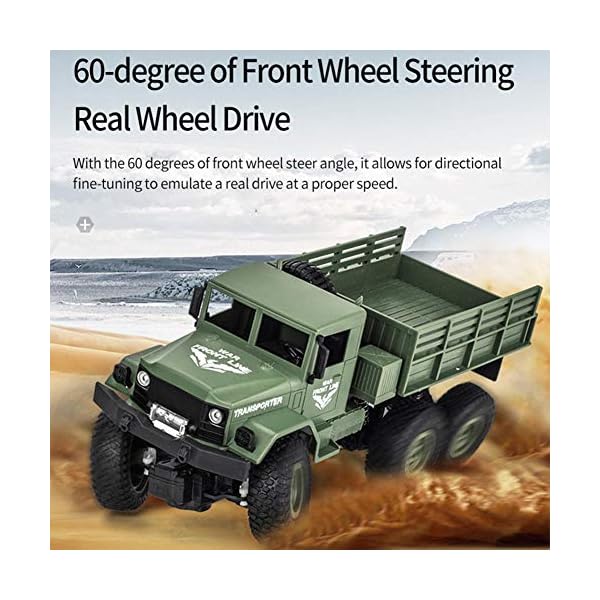 fllyingu Ferngesteuerter LKW, 2,4 Ghz 4WD Off Road RC Militär LKW Transporter mit Licht, wiederaufladbare 1:18… – Bild 4