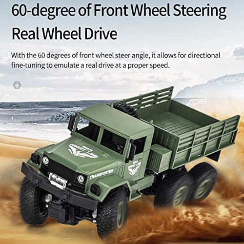fllyingu Ferngesteuerter LKW, 2,4 Ghz 4WD Off Road RC Militär LKW Transporter mit Licht, wiederaufladbare 1:18… – Bild 4