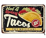 Swono Mexican Tacos Tin Signs,Hot and Spicy Mexican