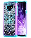 Caka Galaxy Note 9 Case, Galaxy Note 9 Heavy Duty Protection Case Luxury Flower Studded Rhinestone Bling Dual Layer Soft Inner TPU and Plastic Hybrid Floral Case for Samsung Galaxy Note 9 - (Mandala)