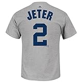 2014 Derek Jeter New York Yankees Player Jersey (Grey) Faux Stitch T Shirt Men's