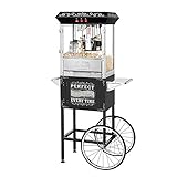 Great Northern 5996 Perfect Popper Machine with Cart-Makes 12 Quarts, 10 oz, Black