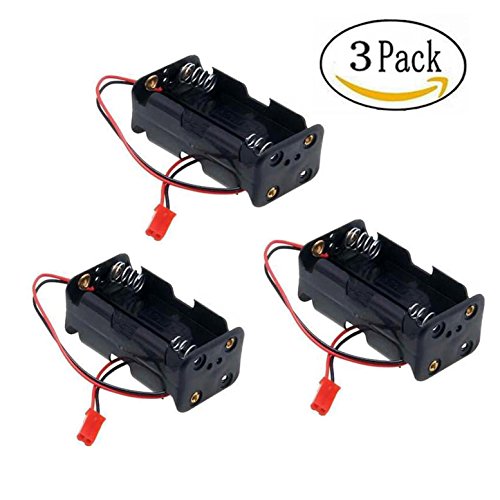 HobbySoar 02070 4 Cell AA Battery Container Case holder Pack Box with JST Plug Receiver for HSP Redcat 1/8 1/10 RC Nitro Power Car(Pack of 3)