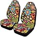 INTERESTPRINT Funny Hippie Peace Sign Paisley Flowers Auto Seat Protector 2 Pack, Vehicle Seat Protector Car Mat Covers, Fit Most Vehicle, Cars, Sedan, Truck, SUV, Van...
