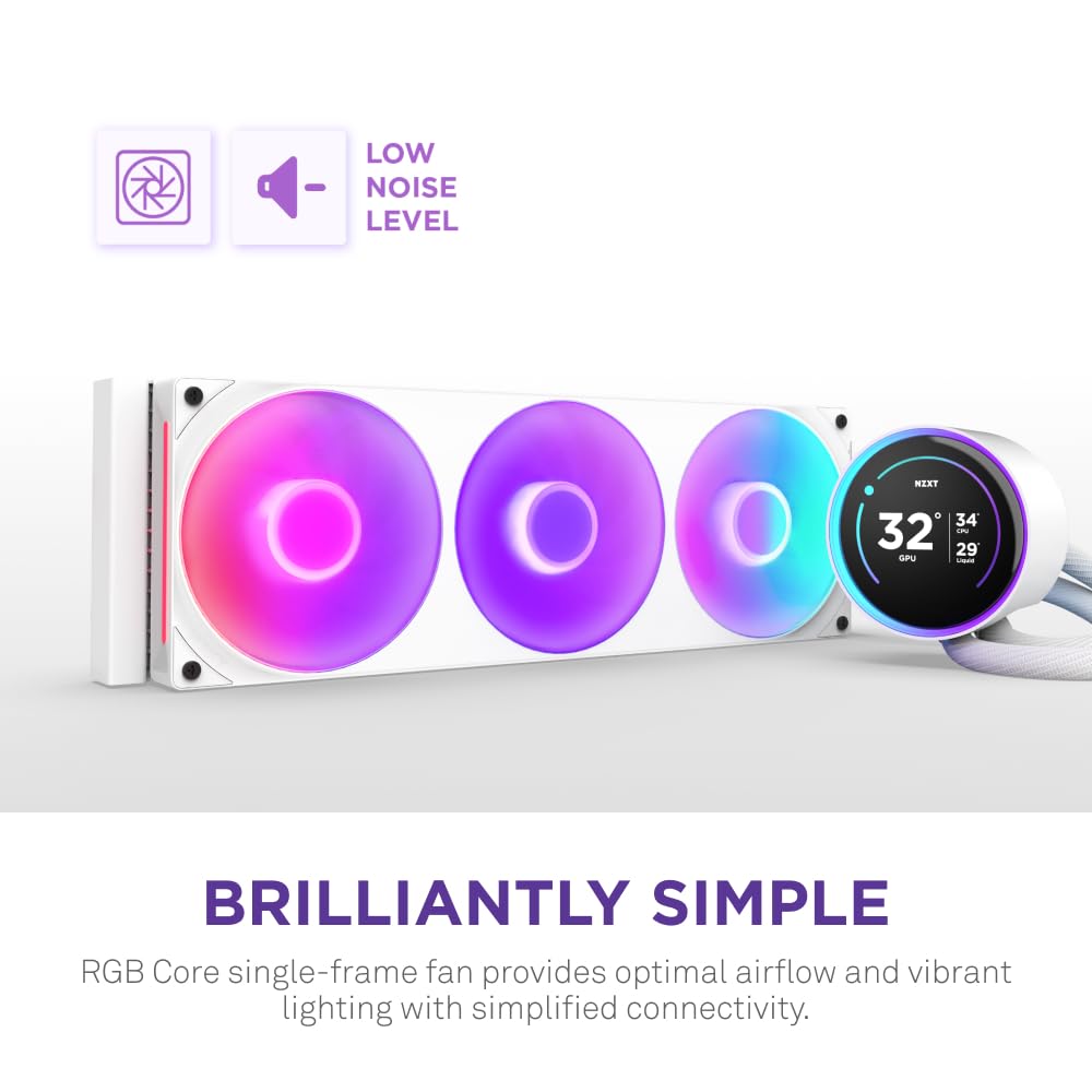 NZXT Kraken Elite 360 RGB 2024 - AIO CPU Liquid Cooler - 360mm Radiator - F360 RGB Core Fan - Customizable 2.72