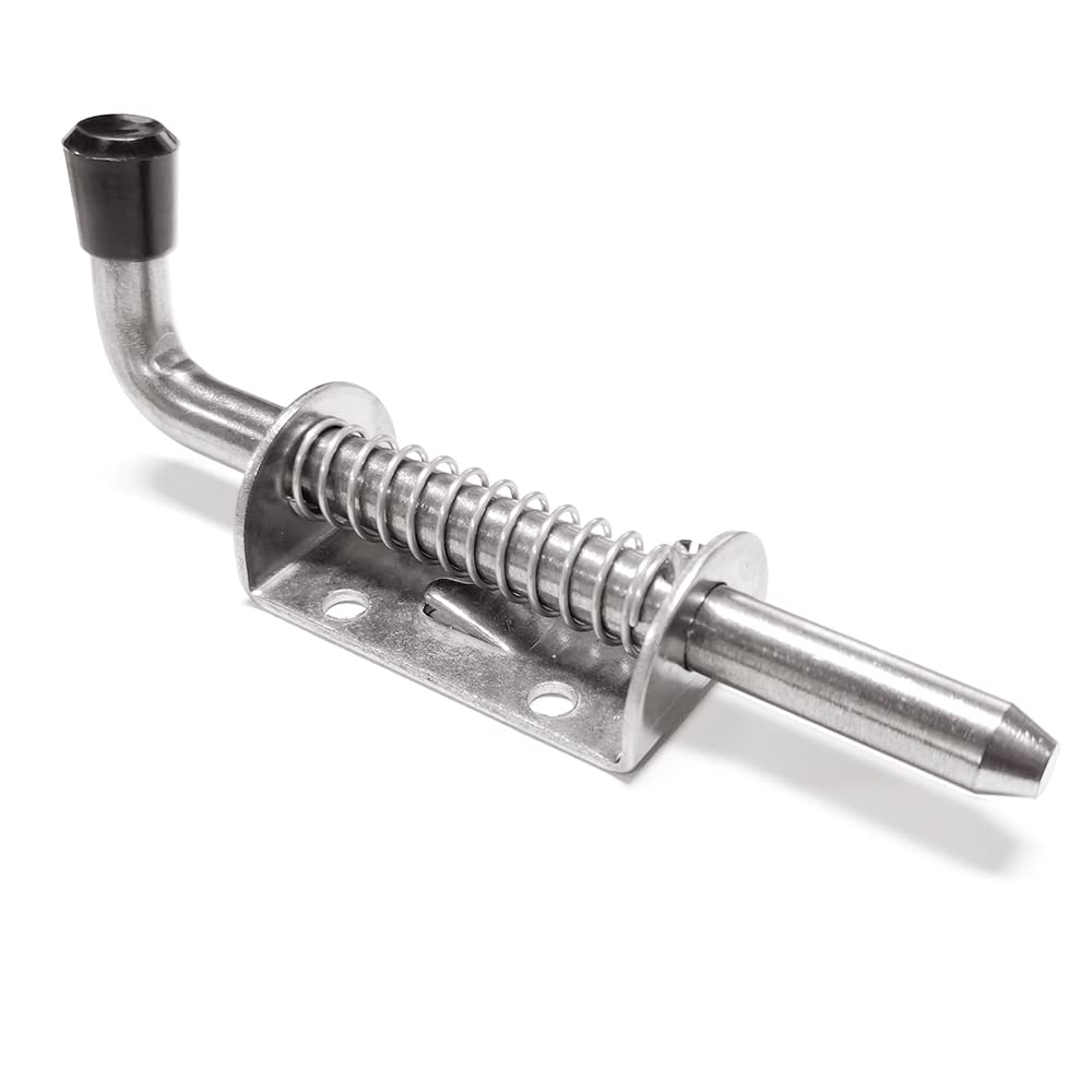 GOIYZTTR Heavy-Duty 304 Stainless Steel Spring Loaded Latch Pin,128 mm with Grip Stainless Steel Anti-Theft Door Lock Pin,for Yard Gate Shed Door Tailgate Trailer Garage