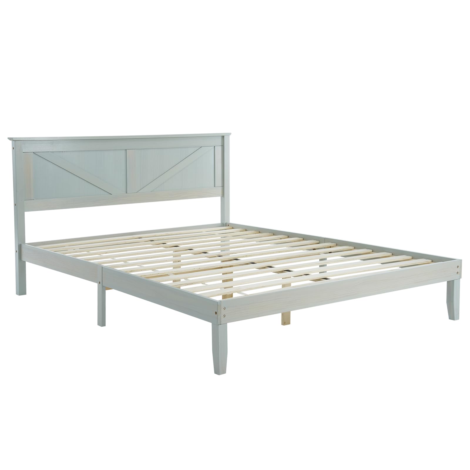 Photo 1 of ***It is used, it is missing a part and it is not known if it works 100%.***myoihomora Queen Size Solid Wood Platform Bed Frame,Mattress Foundation,Heavy Duty Bedroom Furniture Bed,Single Wooden Bed Frame,with Headboard,for Bedroom, Guest Room, Dormitory,