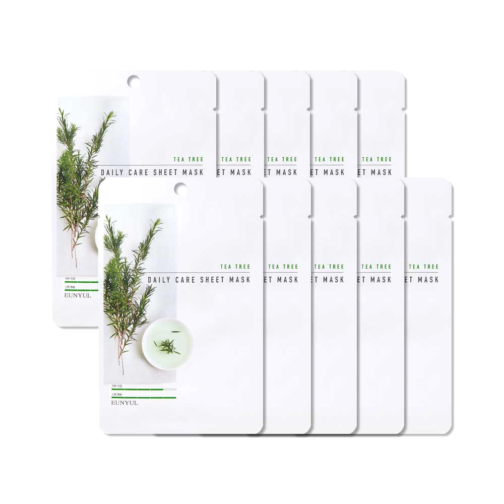 EUNYUL [Pack of 10] Daily Care Facial Sheet Mask Pack Tea Tree 10pcs Korean Skincare Facial Mask Pack