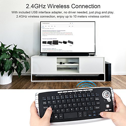 Docooler E30 2.4GHz Wireless Keyboard with Trackball Mouse Scroll Wheel Remote Control for Android TV Box Smart TV PC Notebook Black - Thumbnail 5