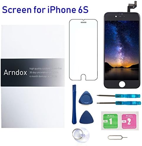 For iPhone 6S Screen Replacement, Arndox 4.7 Inch LCD Display Digitizer 3D Touch Screen with Repair Tool Kit and Tempered Glass (Black)