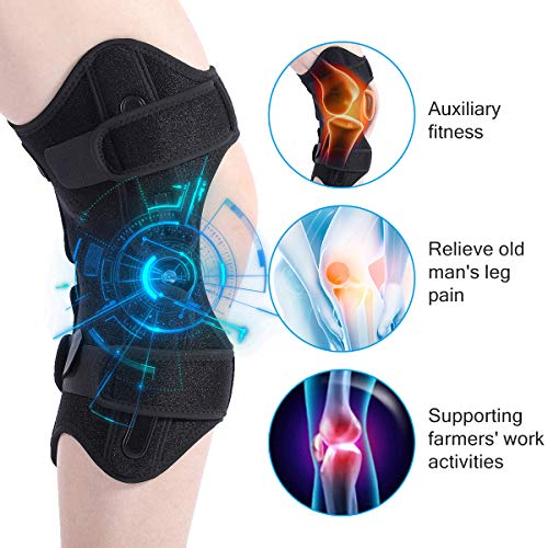 Slimerence New Knee Protection Booster 3-Speed Powerful Spring Force Adjustment Power Lift Joint Support Non-Slip for Sports Climbing Reduces Soreness Old Cold Leg Unisex 1 Pair Black L - Thumbnail 5