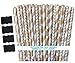 Paper Straws - Kraft Brown and White - Stripe Chevron Polka Dot - Pack of 75 - Outside the Box Papers Brand