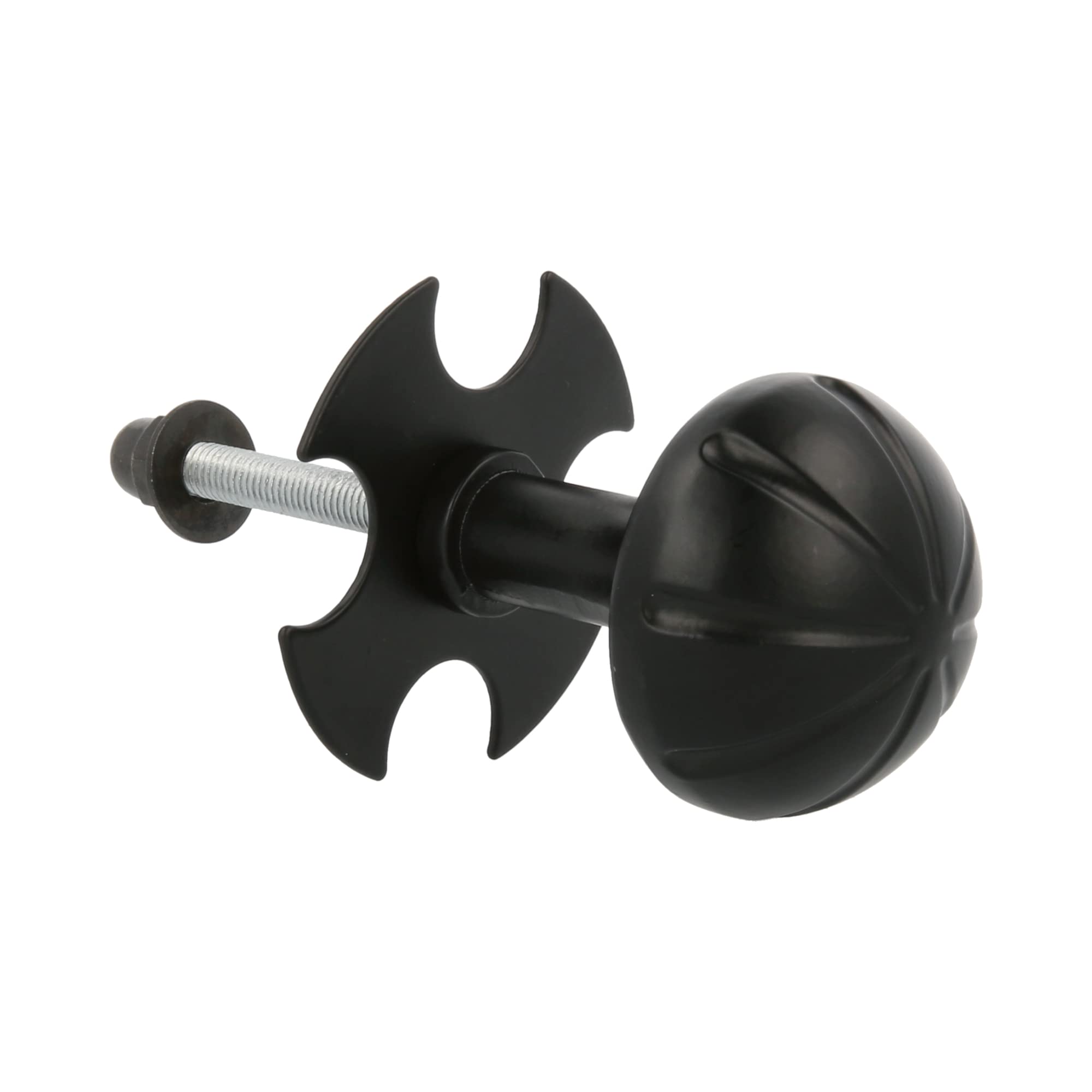 Amig - Knob | Fixed and with Rosette | Ø 55 mm | Simple and Elegant Finish | Ideal for All Types of Interior Doors | Steel Plate and Black Zamak knob