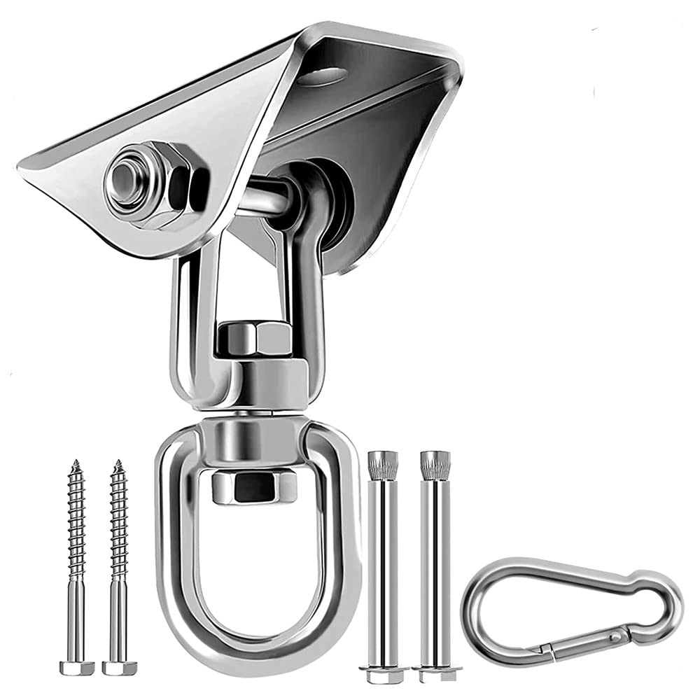 Heavy Duty Swing Hangers Hooks,304 Stainless Steel 360°Swivel Hammock Hooks with Screws 450kg Capacity Swing Hook for Seat Trapeze Yoga