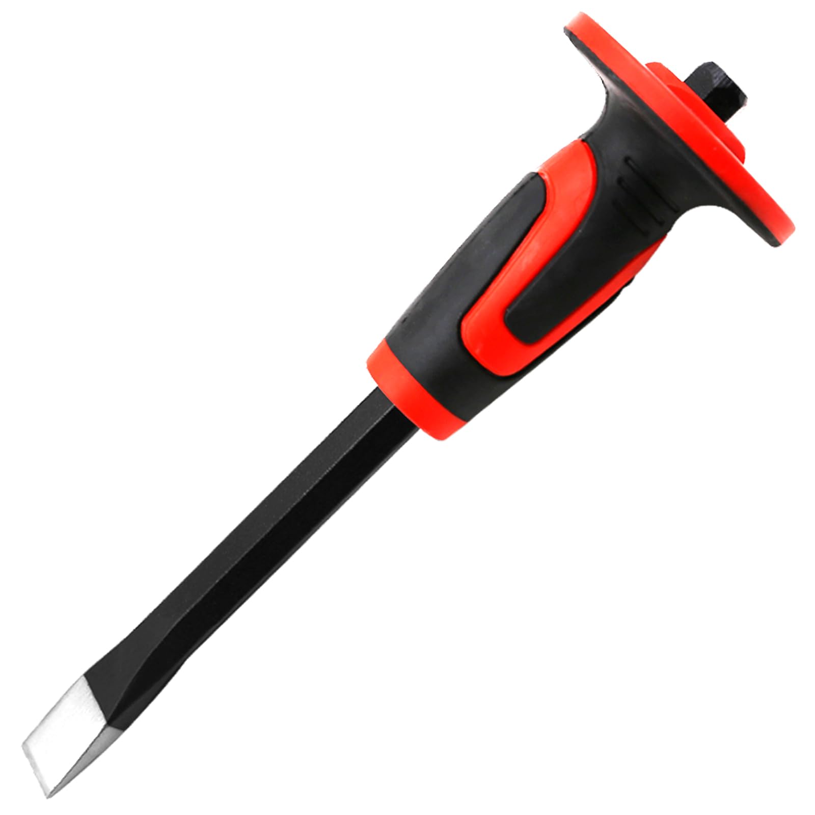 WEDO Flat End Chisel with Hand Protection,Heavy Duty Flat Head Chisel,Size 11x16mm Masonry Chisel,Heat Treatment,Rock Concrete Mortar Stone Chisel for Demolishing Carving Breaking