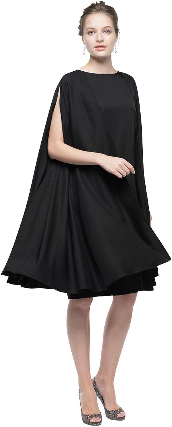 Amazon Co Jp ガール マントスリーブワンピース パーティードレス S 7 9号 ブラック 服 ファッション小物