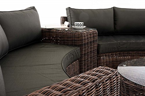 HomeStylist Gartengarnitur Polyrattan Eckbank Marvina Anthrazit, Braun – Bild 4