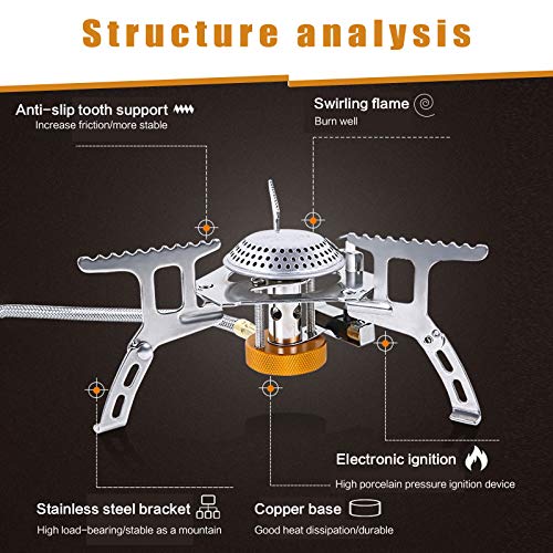 MHOYI Camping Gas Stove klein opvouwbaar Camping Gas Stove Compact Duurzame gasbrander met draagtas voor camping… - Image 6