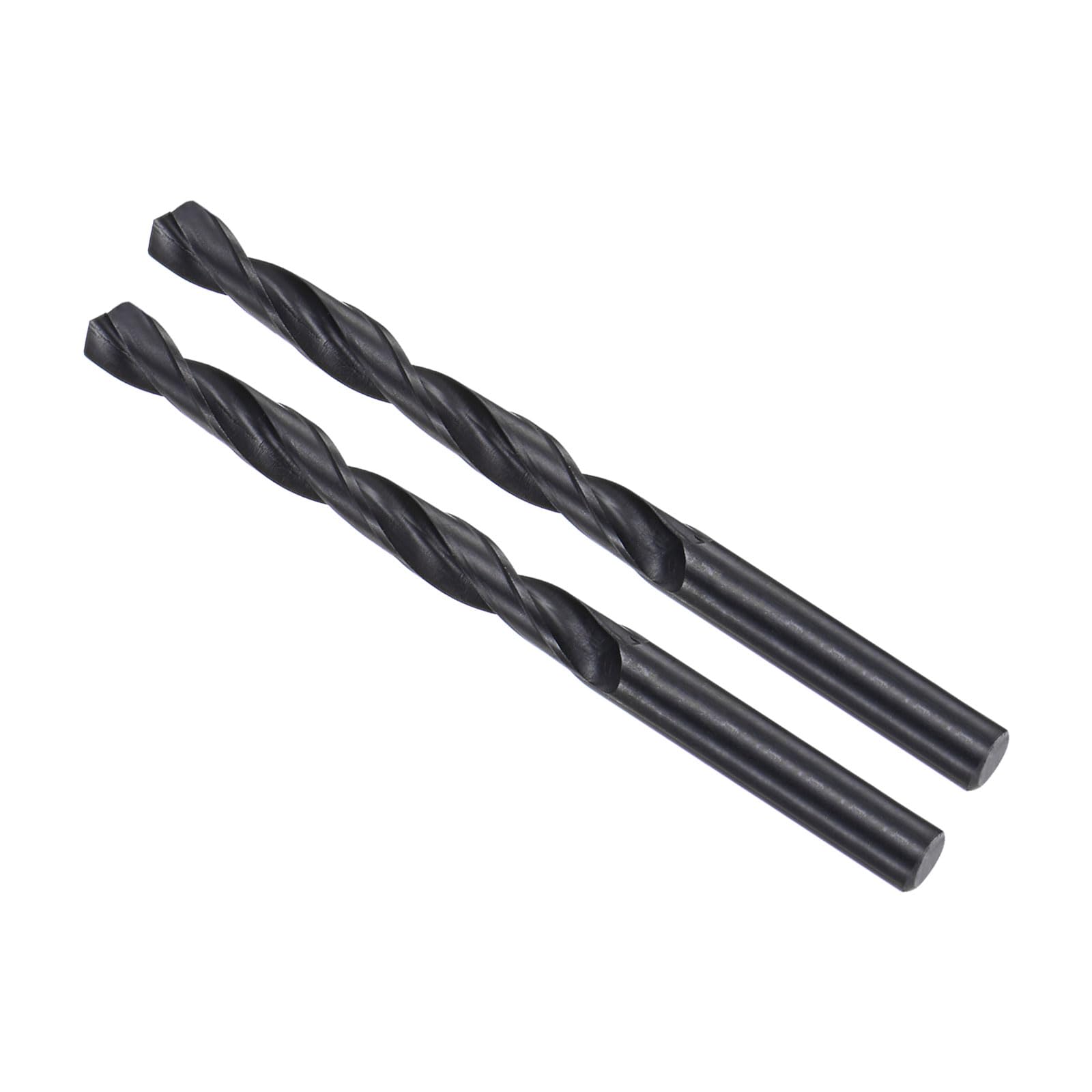 CoCud 6542 High Speed Steel Twist Drill Bits, 8.2mm Diameter 115mm Length, Black Oxide Straight Twist Jobber Drill Bit - (Applications: for Metal Woodwork Plastic Aluminum), 2-Pieces
