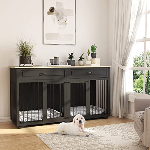 DAWNSPACES Dog Crate Furniture, 72 Inch Heavy Duty Wooden Large