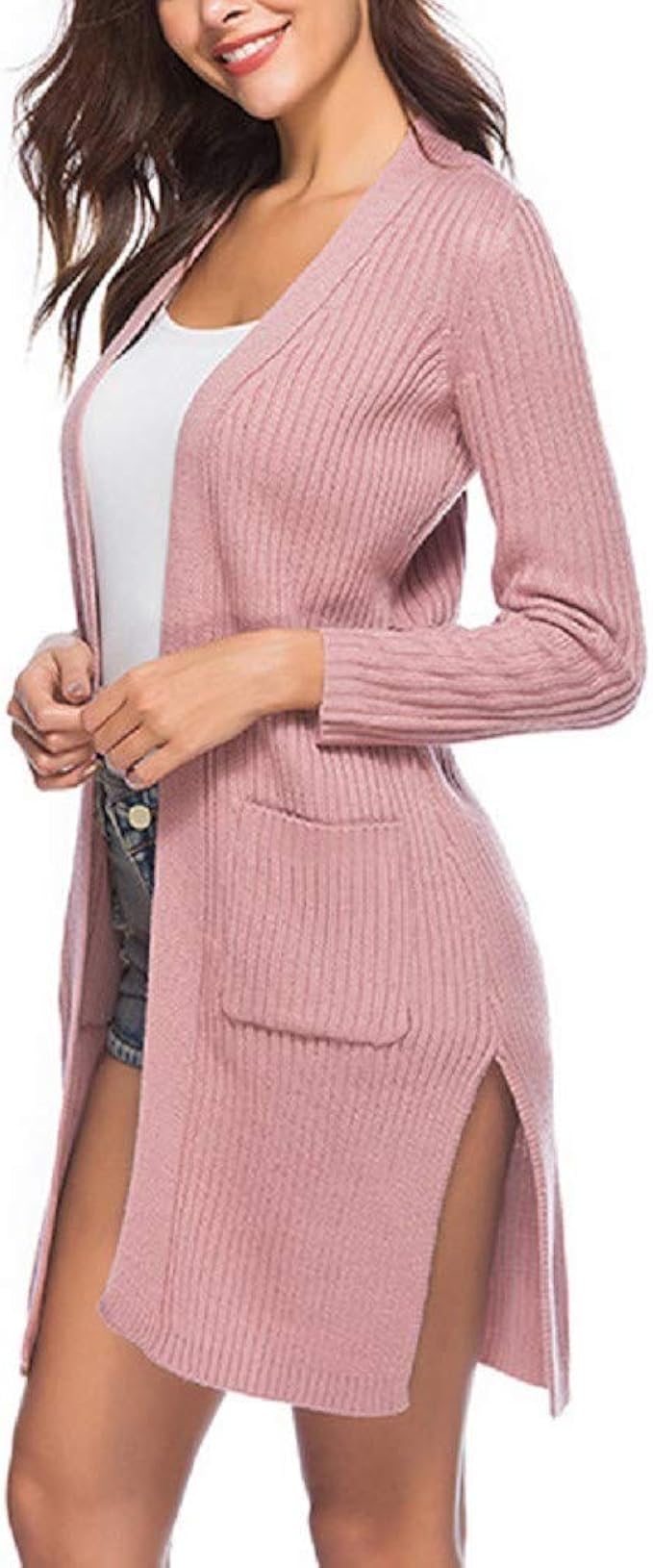 Women Long Oversized Sweater Open Front Cardigan Casual Solid Fall Fuzzy Wrap Coat Sherpa Jacket 