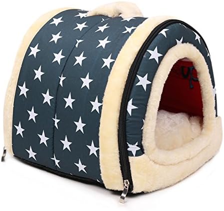 Enko Luxury Cozy 2-in-1 Pet House and Sofa, High Quality Indoor Portable Foldable Dog Room / Cat Bed. Prepare a Warm House for Your Pet. (Blue 45*35*35 cm)