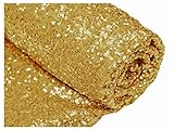 ShiDianYi 12 Feet 4 Yards Sequin Fabric, by The Yard, Sequin Fabric, Tablecloth, Linen, Sequin Tablecloth, Table Runner (Gold)