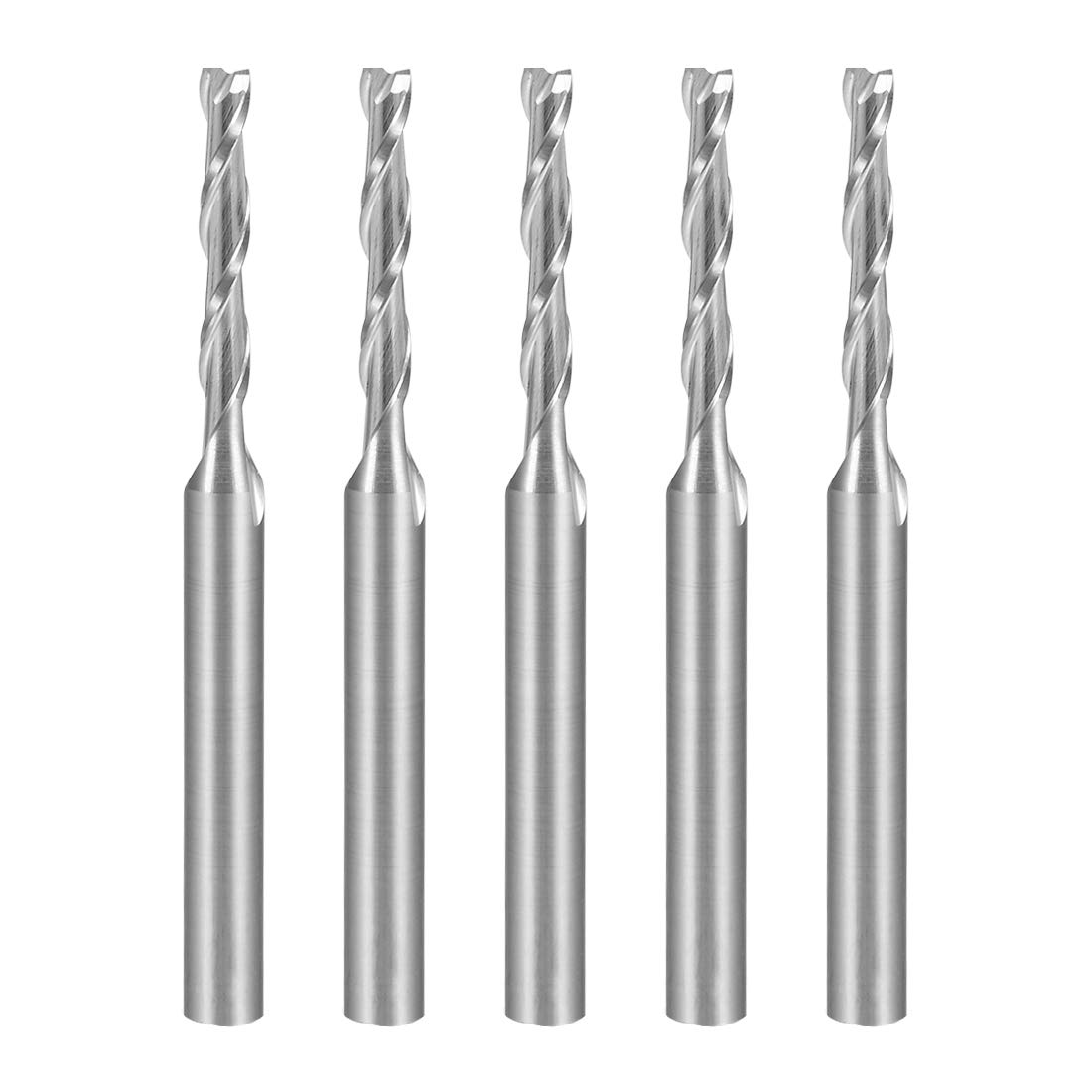 sourcingmap 5PCS 1/8" Shank 2.0mm x 12mm Carbide End Mill CNC Router Bits 2 Flute Milling Bit for Acrylic PVC MDF Wood