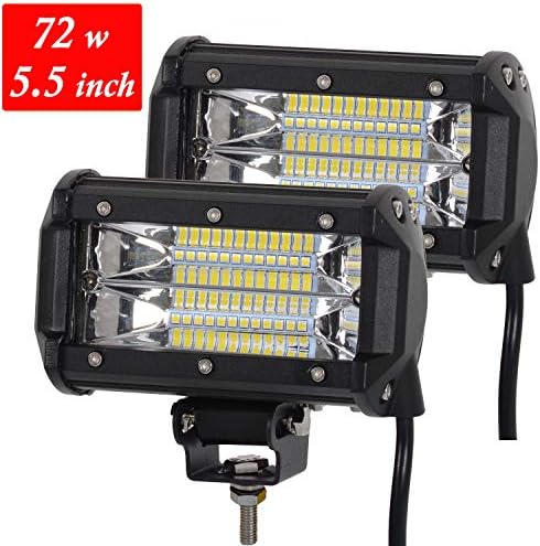 FSYF LED Light Bar 2PCS 5Inch 72W Flood Double Rows Flood Led Work Light 6000K Waterproof Driving Lights Fog Lights Led Off Road Lights for Trucks Jeep ATV UTV SUV Boat Marine,2 Years Warranty