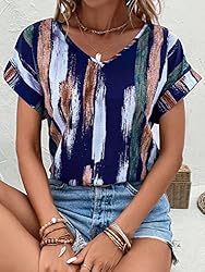Floerns Women's Short Sleeve Business Casual Tops
