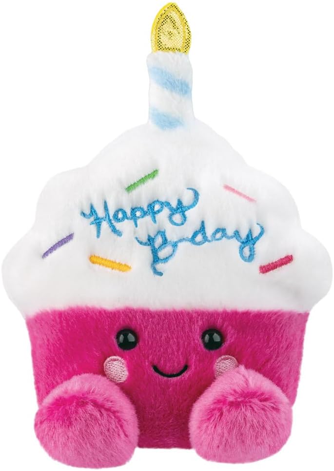 AURORA Palm Pals Sparkle Birthday Cupcake 5in Pink White Plush Toy