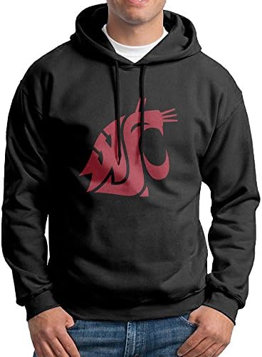 EVALY Men's Geek Washington State University Cougars Hooded Sweatshirt Black XX-Large