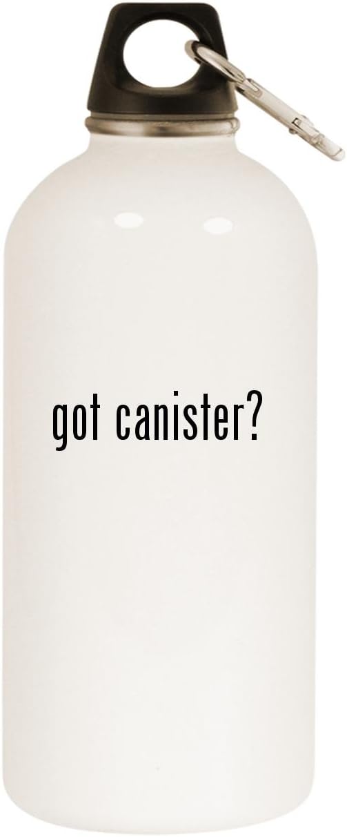 Molandra Products got Canister? - White 20oz Stainless Steel Water Bottle with Carabiner