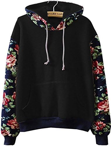 Cute Hoodies Sweater Pullover Warm Fleece Lined Flowers Sleeve