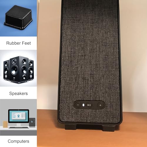 Clear Tall Square Adhesive Rubber Bumper Pads - Rubber Feet for Speakers, Electronics, Furniture, Appliances, Audio Equipment - 20 Pieces