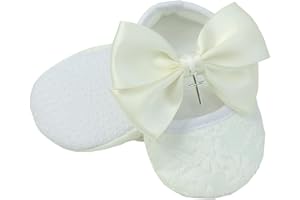 NIHAO BABY White Shoes for Baby Girls Baptism Shoes and Headband Set Christening Ivory Dress Shoes