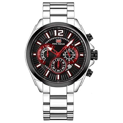 Mini Focus Luxury Mens Watch,Top Brand Dual Quartz Watch,Chronograph Casual Fashion Waterproof Stainless Steel Back Male Wristwatch MF0104G.02