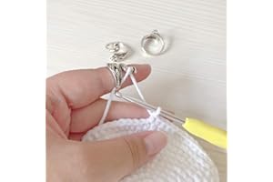 MEISEN Advanced Peacock Ring, Adjustable Crochet Knitting Loop Accessories, Hand-Made Silver-Plated Copper Rings, Faster Crocheting, , Yarn Guide Finger Holder Knitting Thimble, 3 Pcs