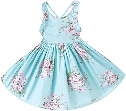 QIJOVO Baby Girl Vintage Floral Dress Birthday Party Princess Dress Holiday Skirts for Kids