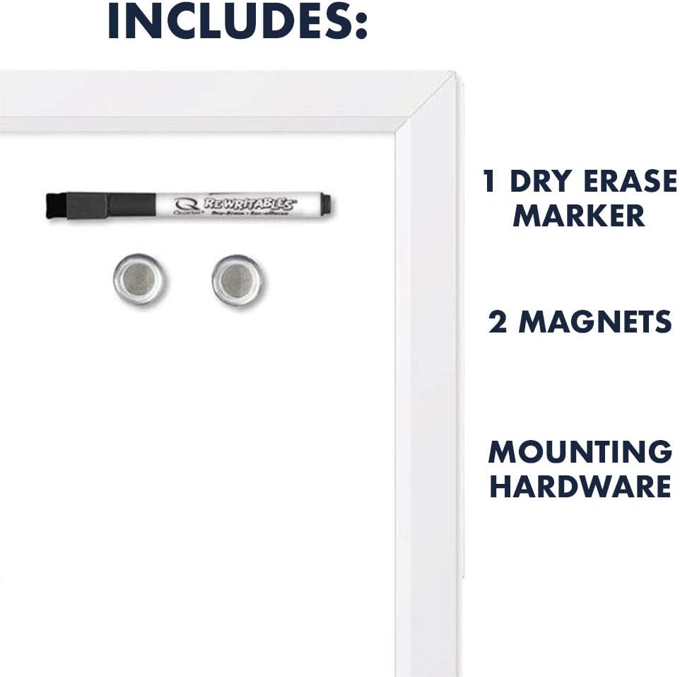 Quartet Magnetic Whiteboard, 17" x 23" Small White Board for Wall, Dry Erase Board for Kids, Perfect for Home Office & Home School Supplies, Dry Erase Marker, Magnets, White Frame (MWDW1723M-WT): Office Products