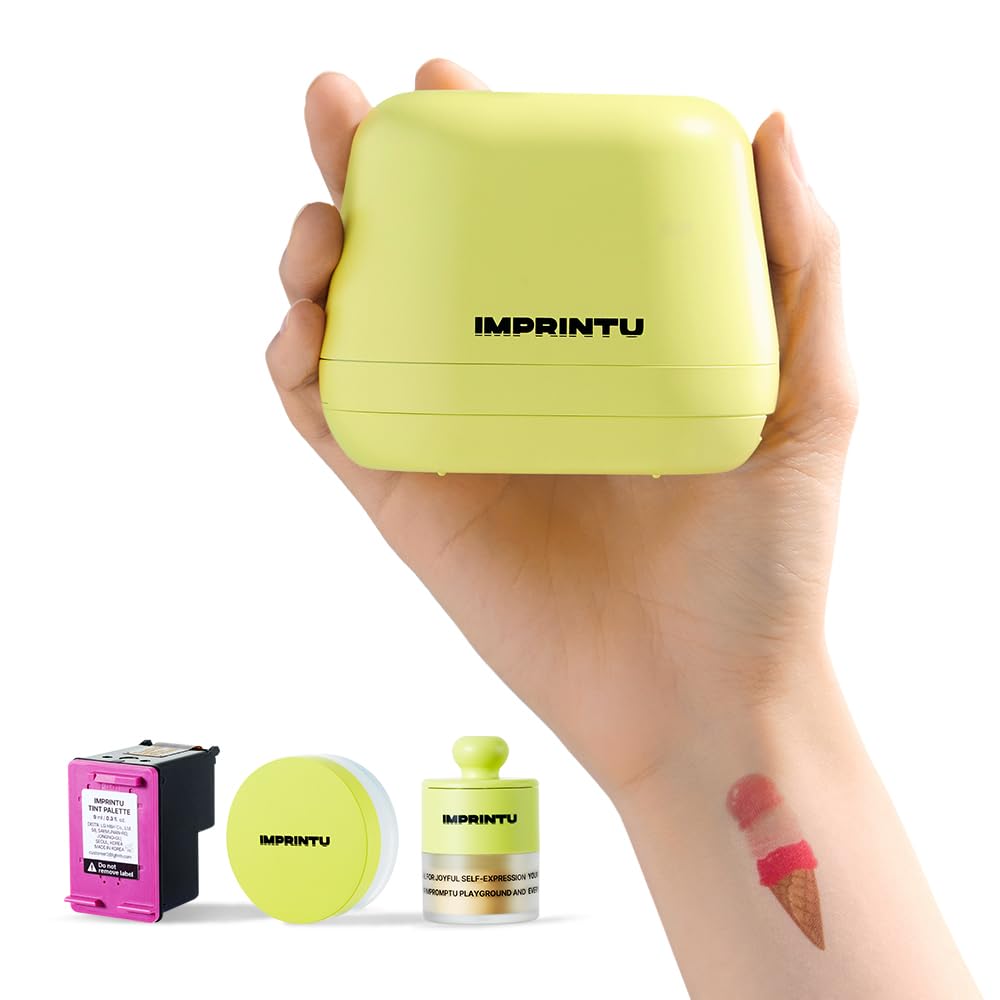 Photo 1 of Imprintu Temporary Tattoo Printer – Full Set with Powder Primer & Balm Fixer, 100% Vegan Cosmetic Ink, Dual Mode for Skin & Objects, Lasts up to 24 Hours, Over 10,000 Custom Designs with iOS/Android