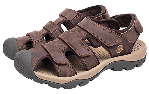 AGOWOO Men's Fisherman Sandles Outdoor Hiking Beach Sandals Brown 10 D(M)