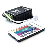 HitLights LED Light Strip Music Controller 12V-24V, Sound Activated - Includes 24 key remote, for SMD5050 RGB Multicolor LEDs