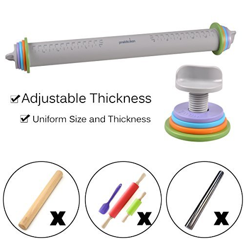 Adjustable Rolling Pin Pins with Removable Thickness Rings Guides for Baking 606989439147 eBay