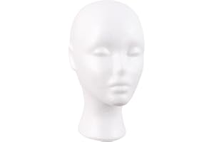 MapofBeauty Styrofoam Foam Mannequin Head Stand Wigs Display Styling Hat Storage Lightweight DIY Wig Head (White)