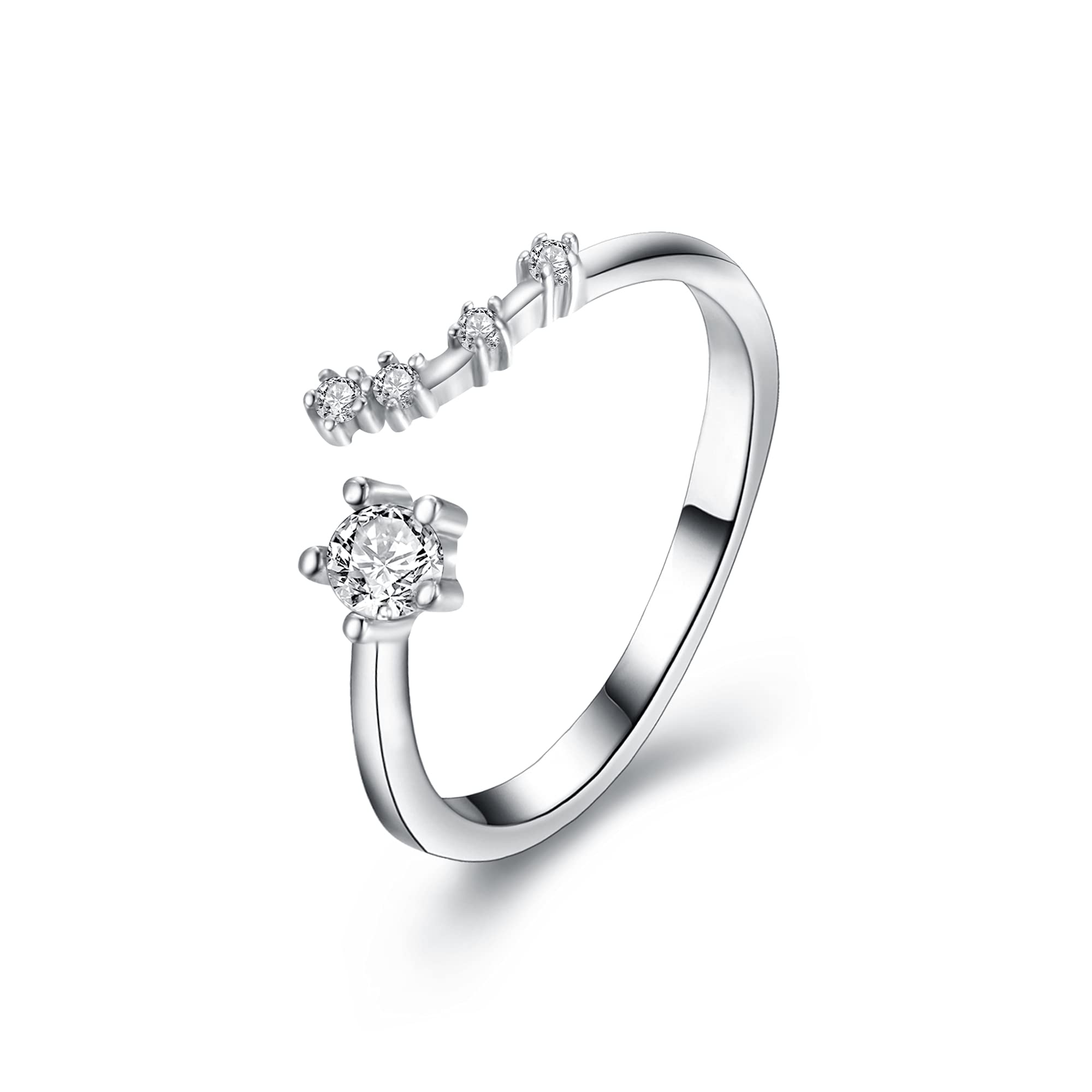 Clearine 12 Constellation Zodiac Cubic Zirconia Adjustable Ring for Women -Aries Horoscope Stars Astrology