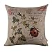LINKWELL 45x45cm Seven-Spotted Ladybug Ladybird Insects Coccinella Septempunctata Green Leaf Linen Cushion Cover Pillow Case CC267